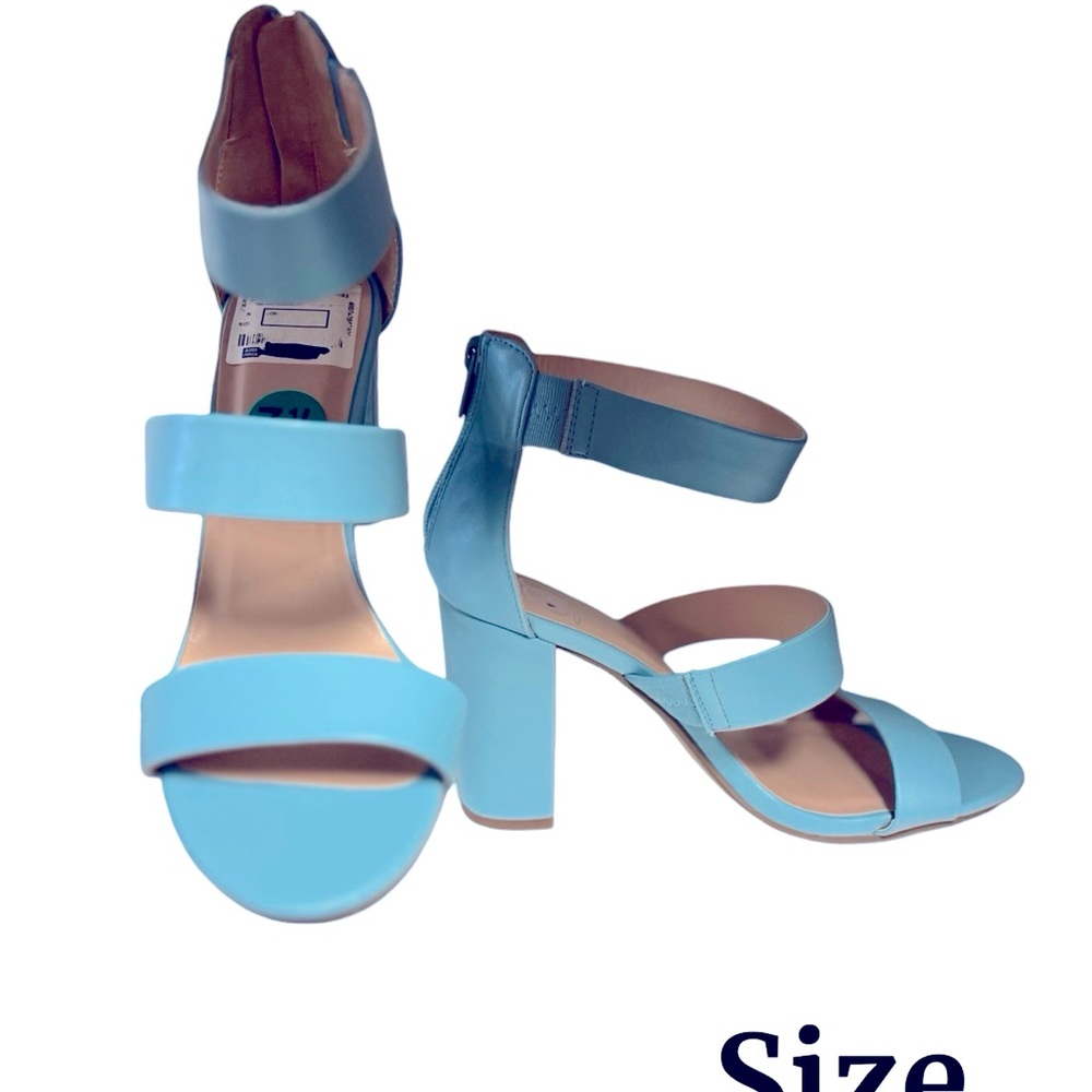 Size 7.5 Pastel Blue Heel Sandals by Heart in D Shoes